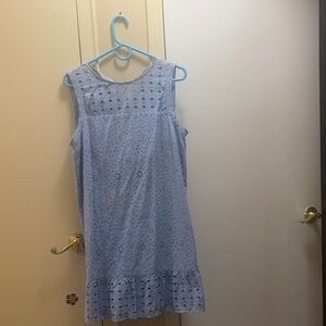 LOFT Light Blue Eyelet Sleeveless Mini Dress